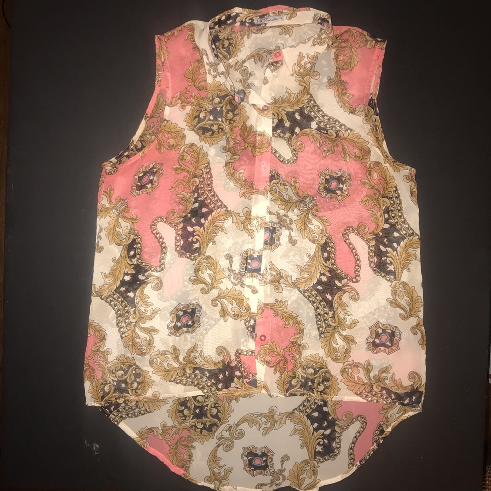 HOT Options sheer button up blouse